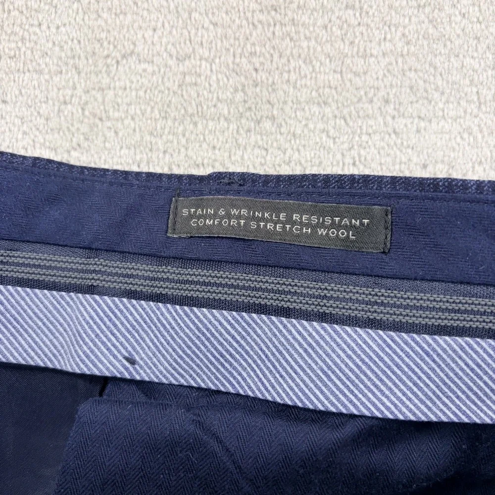 Banana Republic Slim Fit Trouser Pants in Blue Micro Check Men 34x31 Stetch Wool